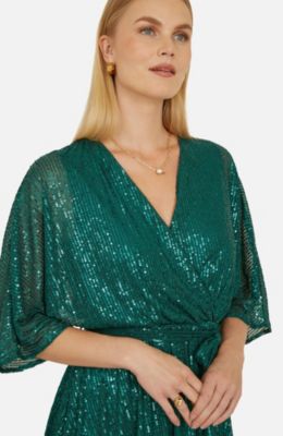 Women's Sequin Kimono Wrap Dress