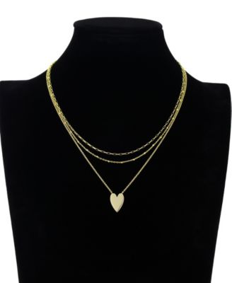 Gold Heart, Beads Chain Paperclip Necklaces Set