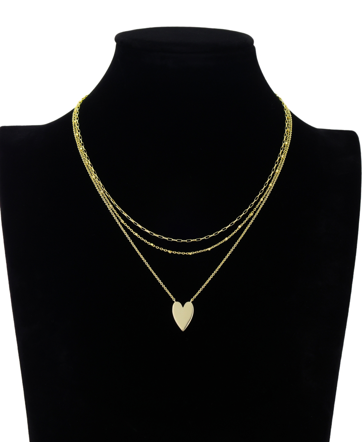 Unwritten Gold Heart, Beads Chain Paperclip Necklaces Set In Gold