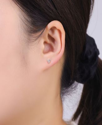 Gold Plated Triple Cubic Zirconia Post Back Stud Earrings Set