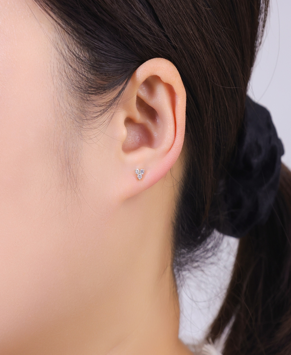 Unwritten Gold Plated Triple Cubic Zirconia Post Back Stud Earrings Set