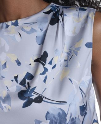 Women's Printed Sleeveless Charm Back Keyhole Top