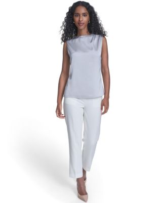 Women's Solid Sleeveless Crewneck Top