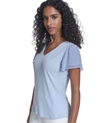 Women's Solid V-Neck Blouse