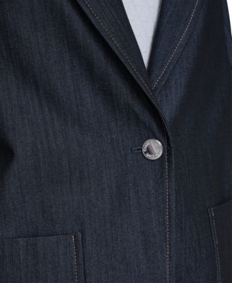 Women's Faux Denim One-Button Jacket