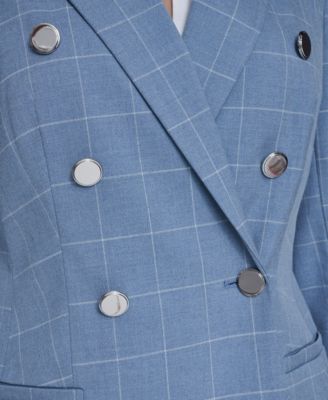 Women's Notch Collar Windowpane Double Breast Jacket