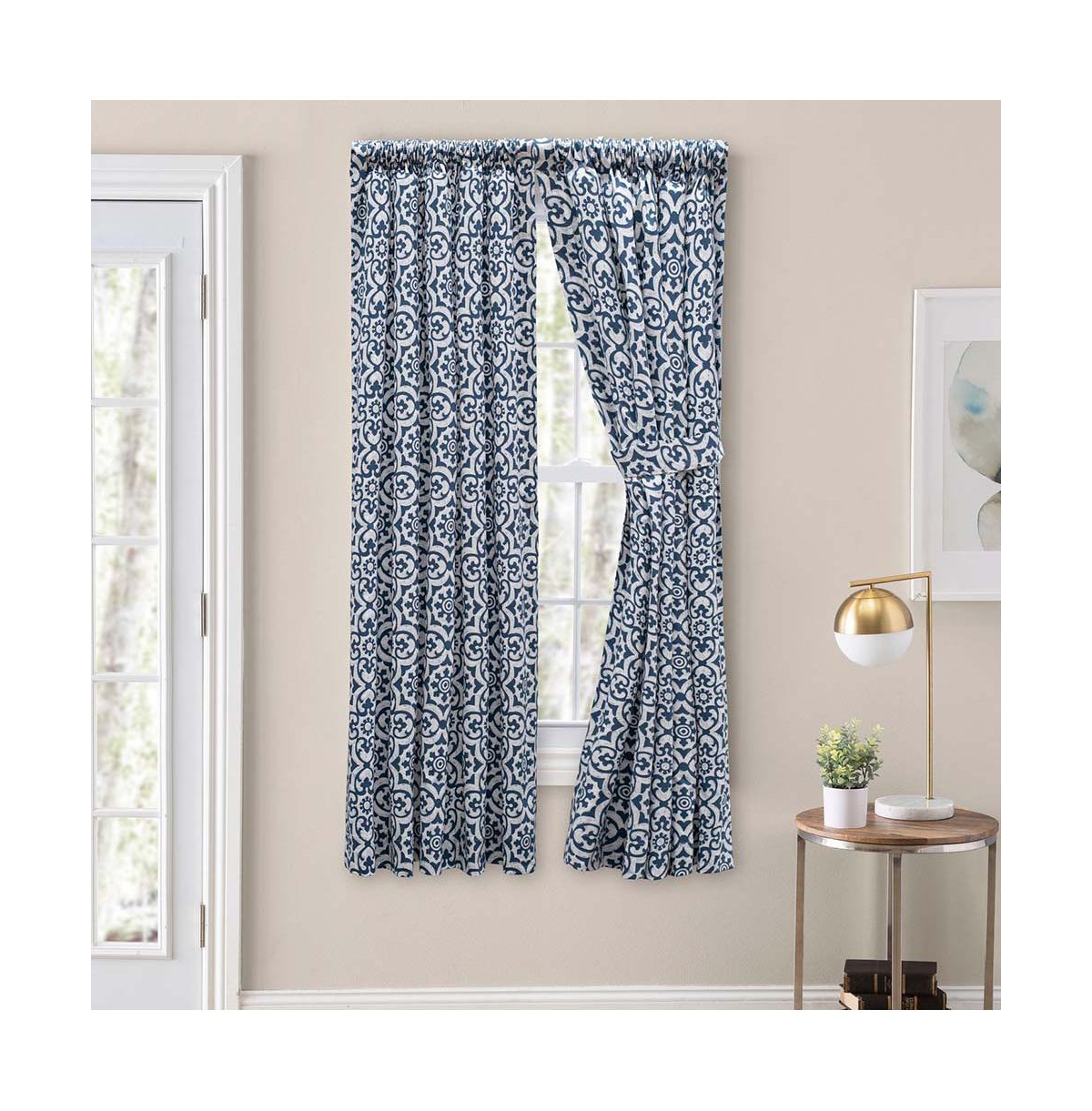 Ellis Curtain Athens Printed Tile Design on a Ground 3" Rod Pocket Premium Tailored Pairs 100"x72"