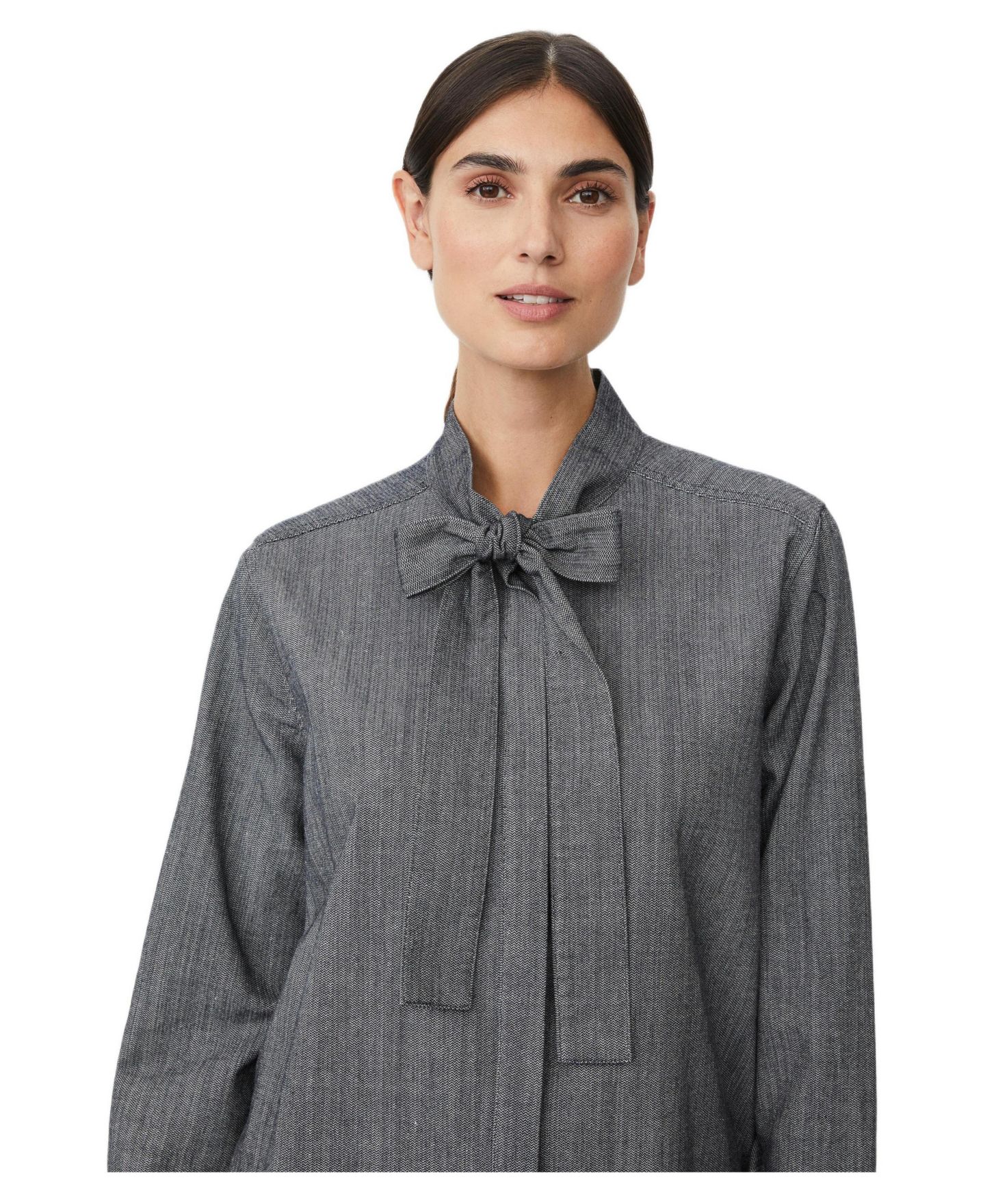 Женская рубашка Masai Copenhagen Long Sleeve Neck Tie, цвет: Тёмный джинсовый — фото 3