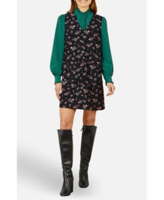 Women's Floral Print Pinafore Dress