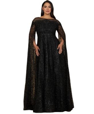 Women's Lace Gown with Dramatic Cape Sleeves