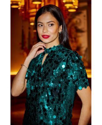 Women's Sequin Short Sleeve Tunic Dress