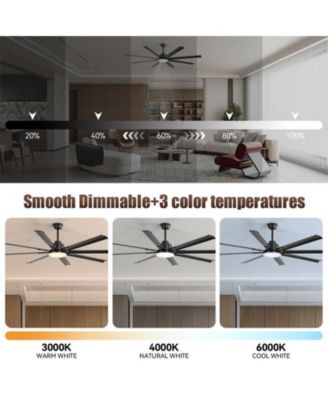 72-inch Modern Matte Black 8-Blade Ceiling Fan Light with Intelligent Remote Control, Supporting Voice and APP Timing Functions