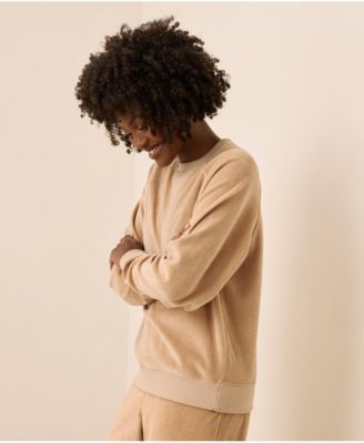 Women's Cotton Velour Crew Pullover Sweatshirts.