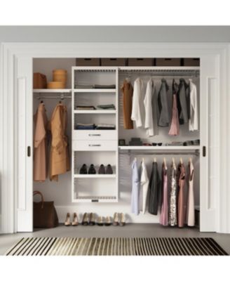 Solid Wood Walk-In Closet Organizer with 2 Shaker Style Drawers