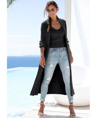 Women's Long Length Knit Cardigan With Pockets