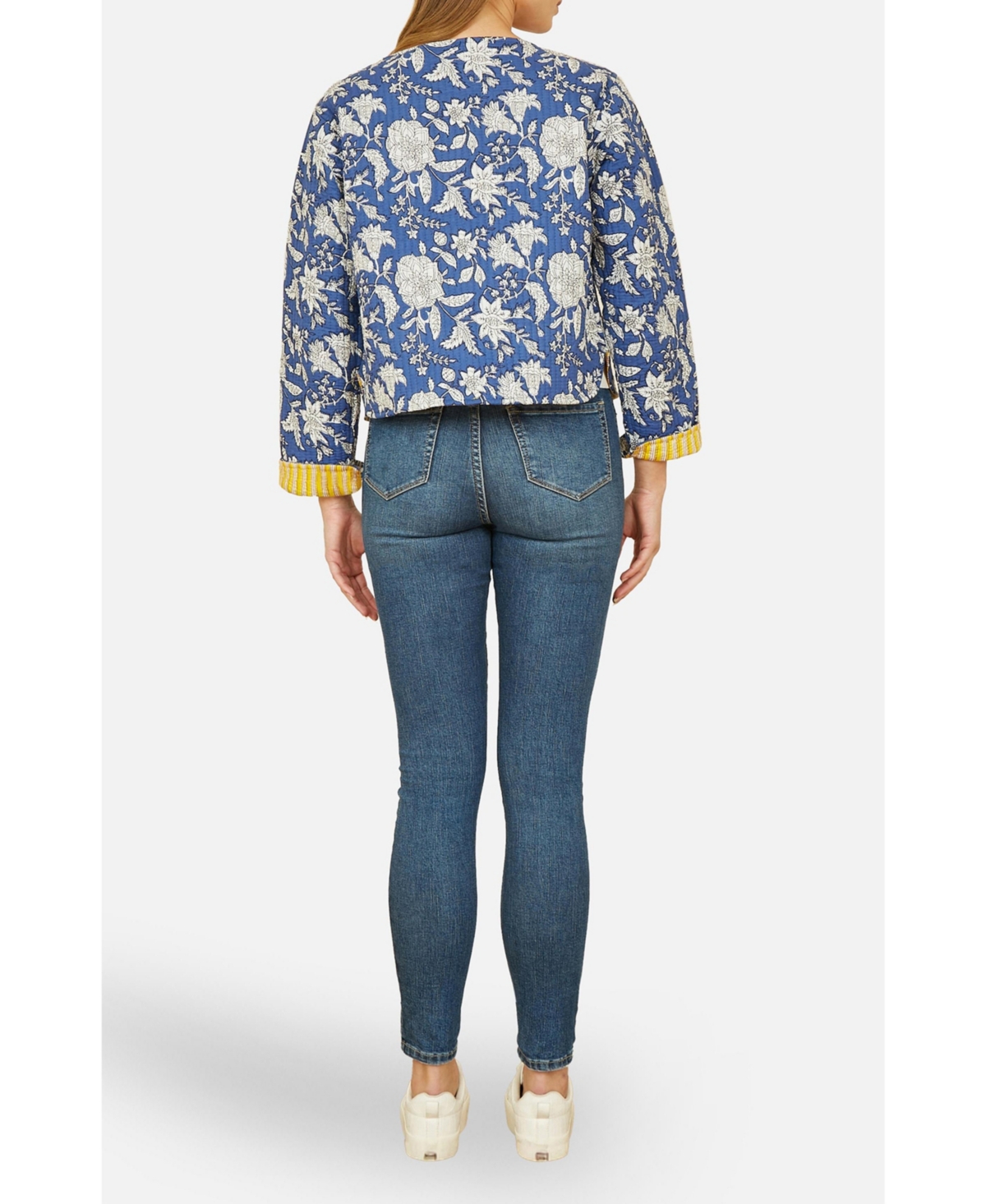 Yumi Women's Floral Reversible Cotton Quilted Jacket