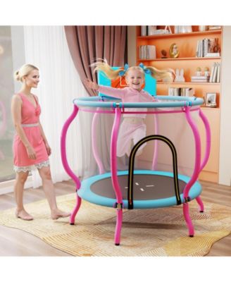 48'' Kids Trampoline Indoor & Outdoor Pumpkin Trampoline w/Basketball Hoop