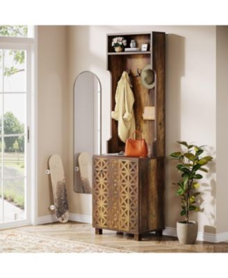 3-in-1 Entryway Hall Tree with Storage, Farmhouse Hall Tree with Coat Rack