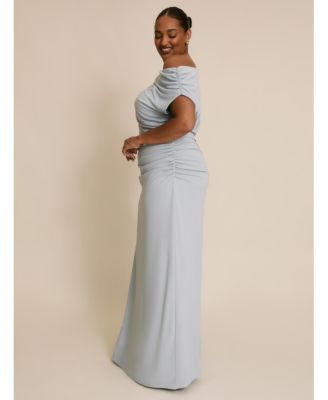 Women's Slash Neck Draped Bridesmaid Dress