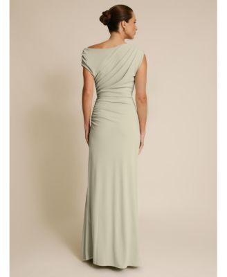 Women's Slash Neck Draped Bridesmaid Dress