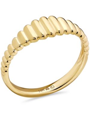 Ribbed Ring in 14K Gold, Size 9, approx. 1.9 grams.