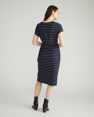 Plus Size Crescent Breton Stripe Knot Dress