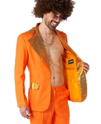 Men's Disco Costume Suit - Saturday Night Fever Outfit - Blazer And Flare Pants - Orange