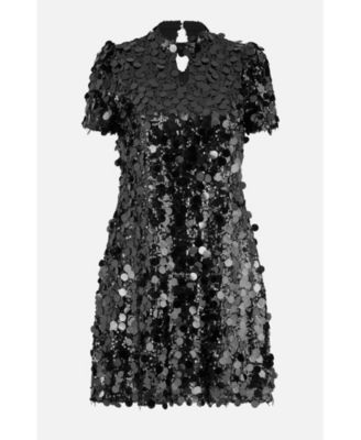 Women's Sequin Keyhole Neck Tunic Dress