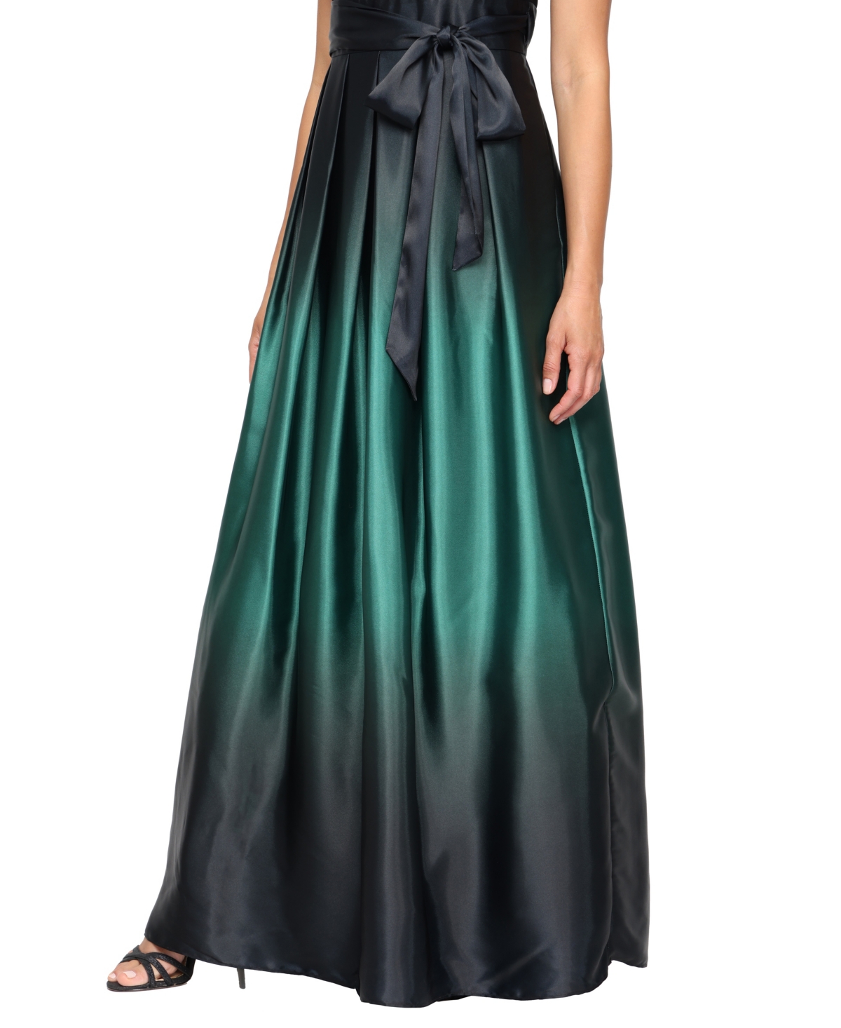 Sl Fashions Ombre Satin Bow Sash Gown In Multi