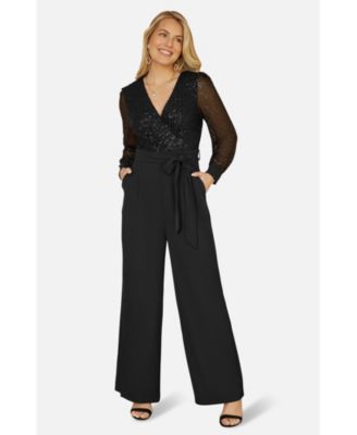 Women's Sequin Wrap Over Jumpsuit