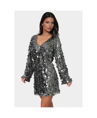 Women's Beaded Dolman Sleeve Mini Dress