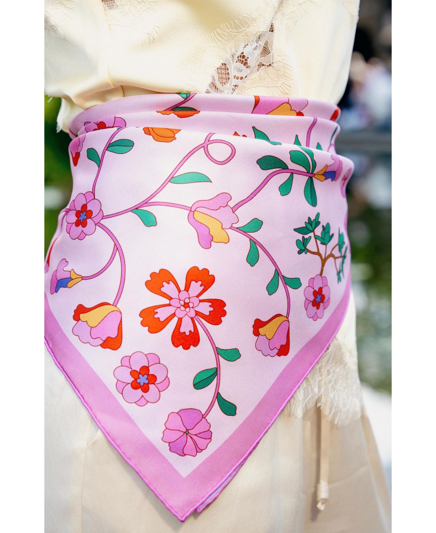 Женский шарф Jessie Zhao New York Blush Botanica Double Sided Silk, цвет: Розовый — фото 7