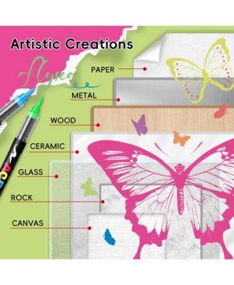 9 Colors Gray Brown Series Acrylic Markers, Soft-Tip Direct-Ink Pigment Pens, Automatic Ink Control for Rock, Egg, Wood, Glass, Paper, Mugs