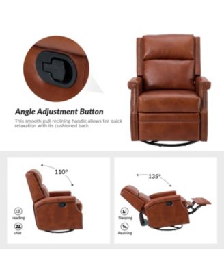 Echidna Transitional Genuine Leather Swivel Rocker Recliner