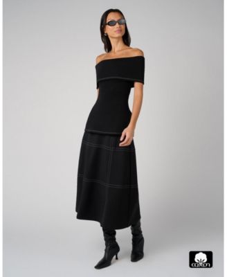 Women's A-Line Contrast Stitch Skirt