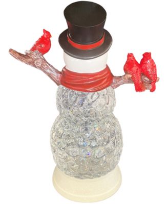 10" LED Snowman and Cardinal Figurine