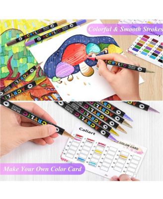 48 Colours Double-Ended, Two-Color Acrylic Markers, Quick-Drying and Waterproof for Rocks, Eggs, Wood, Rock, Canvas, Plastic, Glass, Ceramic