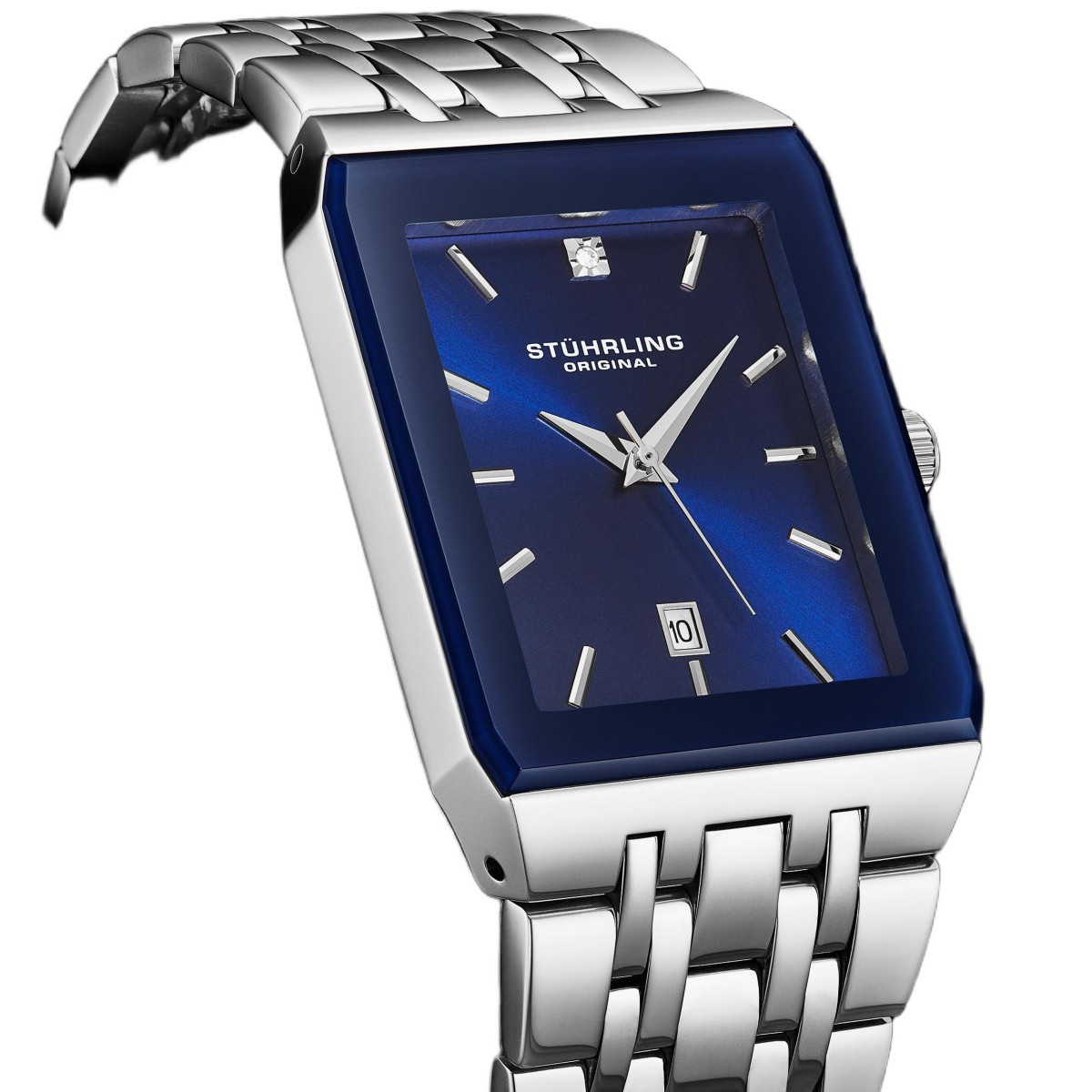Часы Stuhrling 4084 прямоугольные на браслете с датой — фото 4