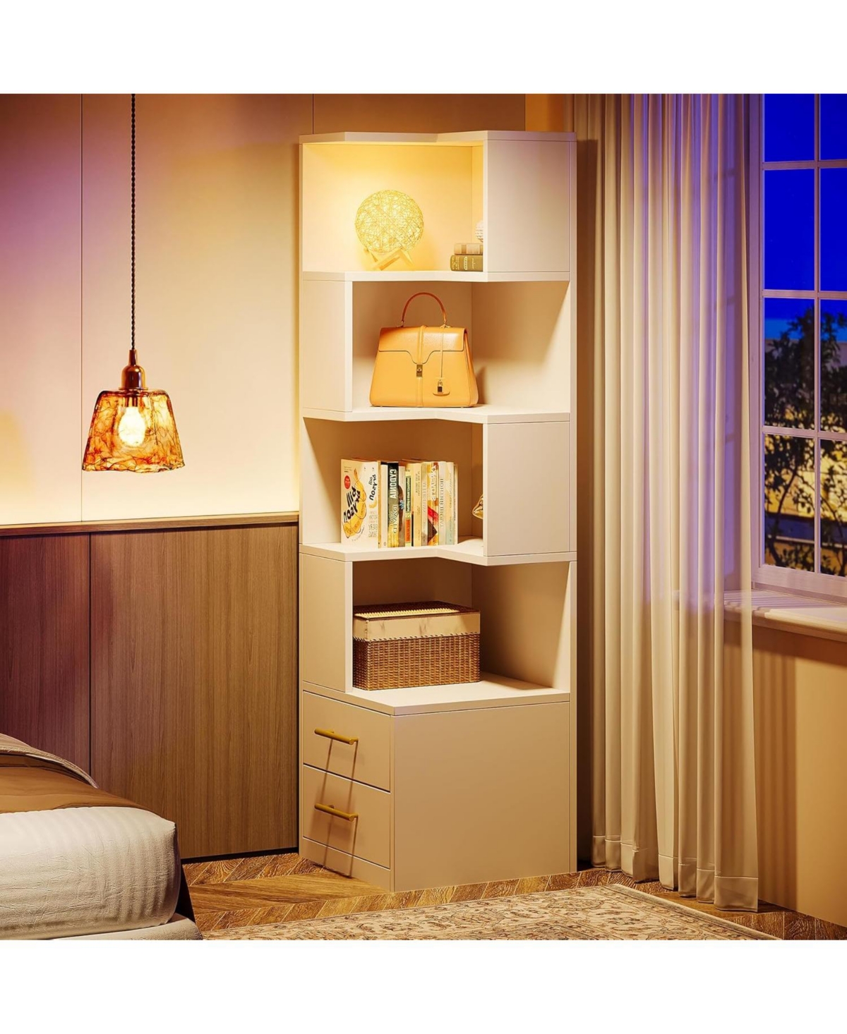 Tribesigns 5-Tier Kitchen Pantry with 2 Drawers, Kitchen Cabinet with Storage, White