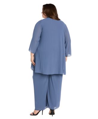 Plus Size Embellished Pants Suit, 3-Piece Set