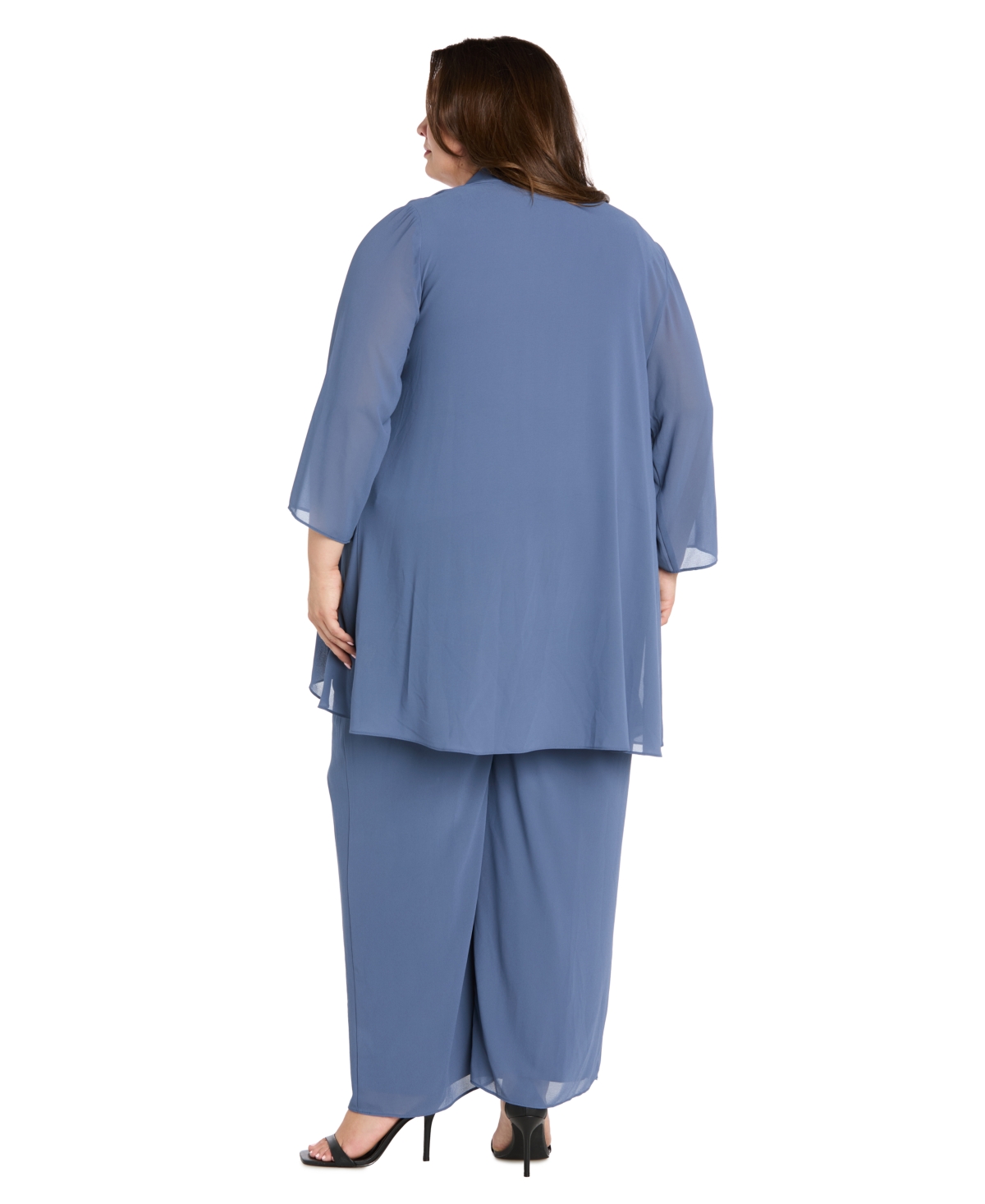 R & M Richards Plus Size Embellished Pants Suit, 3-piece Set In Blue