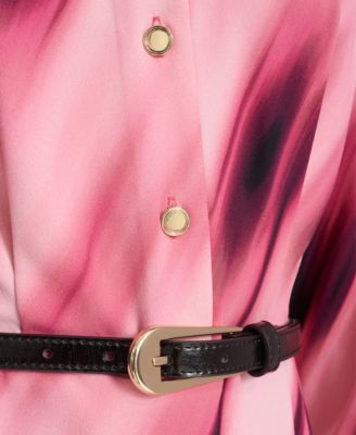 Women's Printed Collared Long-Sleeve Dress