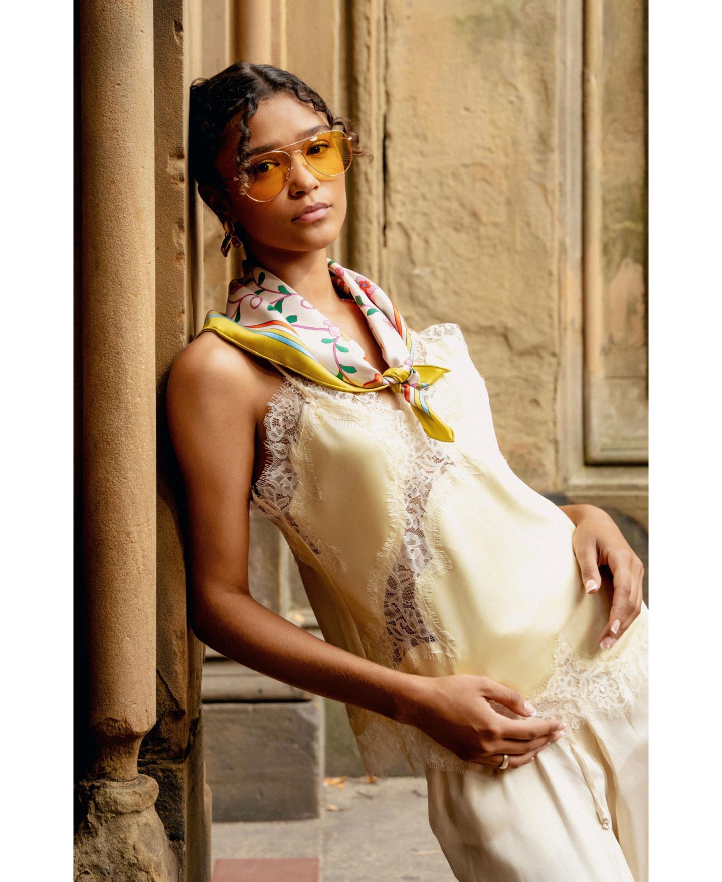 Женский шарф Jessie Zhao New York / Limoncello Jardin Double Sided Silk, цвет: Розовый — фото 5