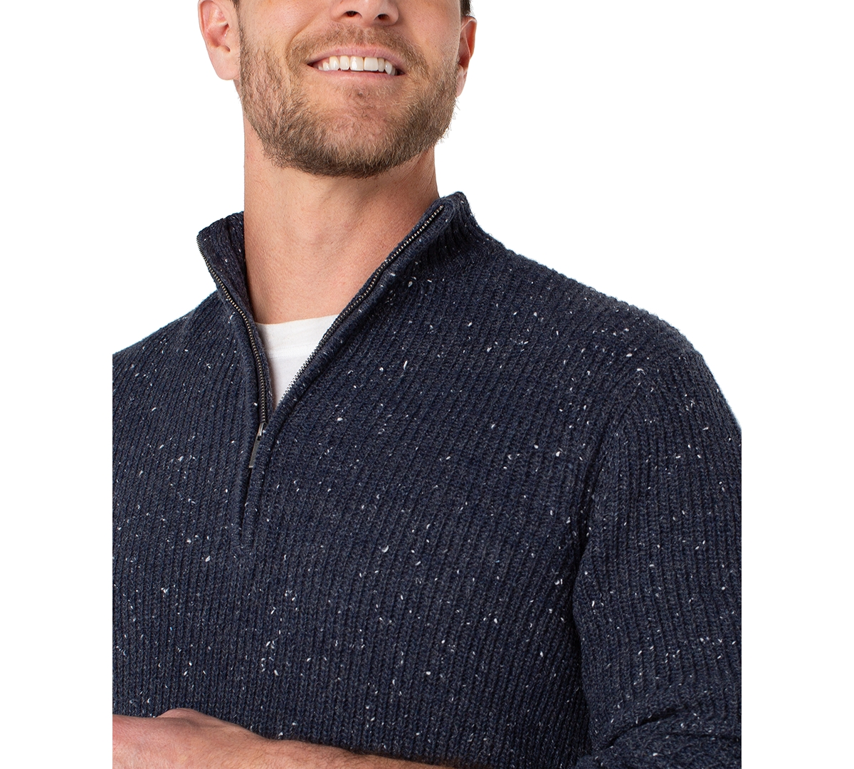 Liverpool Los Angeles Men's Donegal Rib 1/4-Zip Sweater