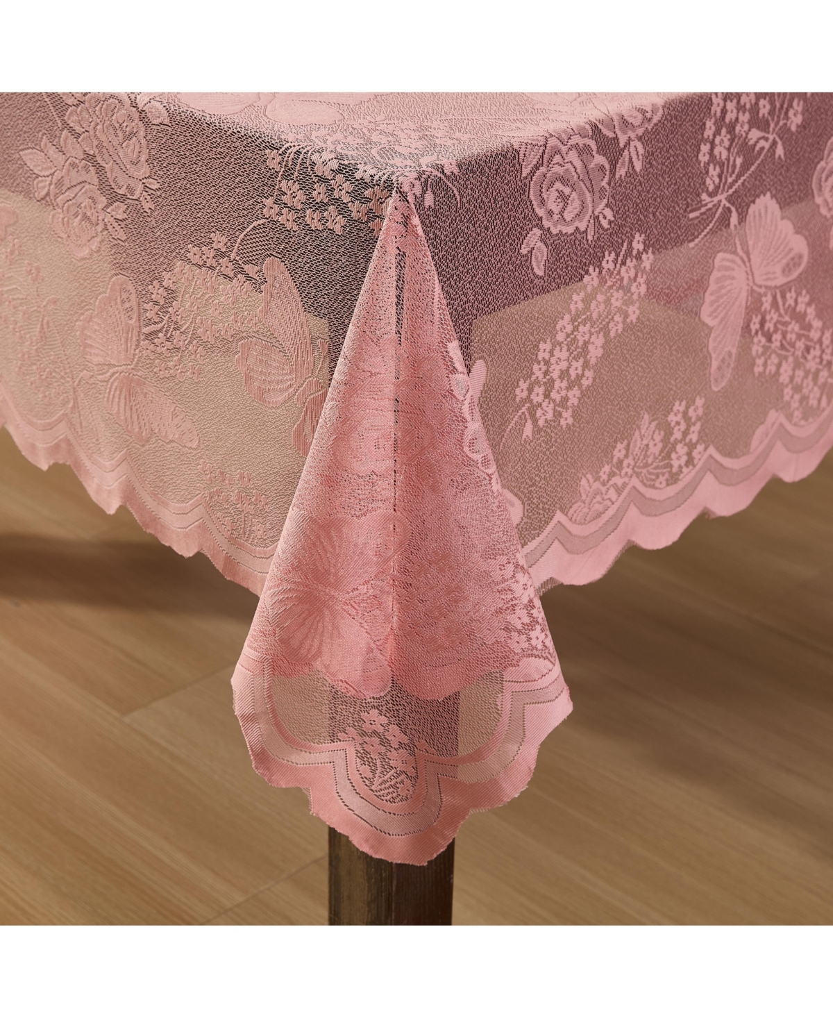 Hlc.me Butterfly Floral Lace Fabric Tablecloth, Lace Fabric Table Cloth for Round Tables, Wrinkle Resistant