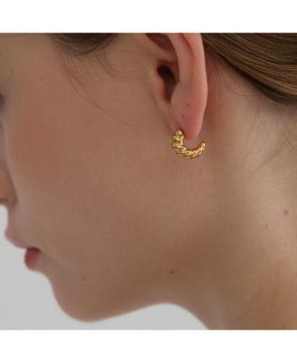 Gold Croissant Twisted Hoop Motif Earrings
