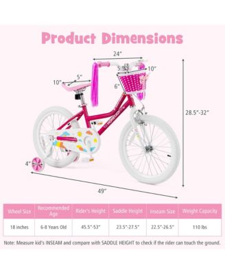 18 Inch Kid's Bike Children's Bicycle w/ Removable Training Wheels Adjustable Seat