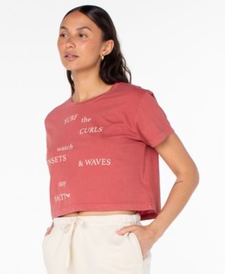 Women's Surf Poem Cropped Boxy Short-Sleeve T-Shirt