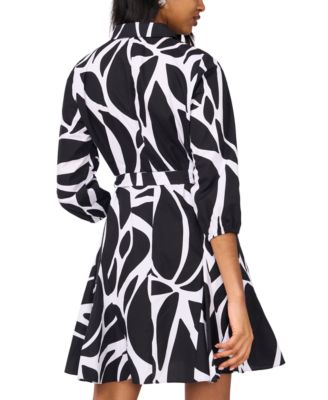 Petite Printed Fit and Flare Shirt Dress