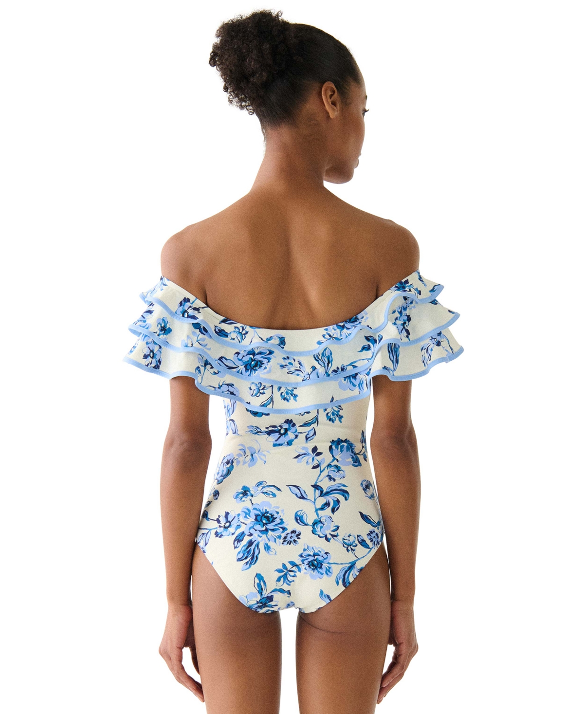 kate spade new york Women's Ruffle Printed One-Piece Swimsuit